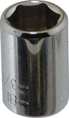 Blackhawk by Proto - 3/8", 1/4" Drive, Standard Hand Socket - 6 Points, 1" OAL, Chrome Finish - USA Tool & Supply