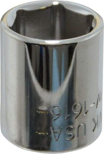 Blackhawk by Proto - 1/2", 1/4" Drive, Standard Hand Socket - 6 Points, 1" OAL, Chrome Finish - USA Tool & Supply