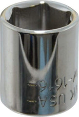 Blackhawk by Proto - 1/2", 1/4" Drive, Standard Hand Socket - 6 Points, 1" OAL, Chrome Finish - USA Tool & Supply