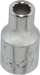 Blackhawk by Proto - 3/16", 1/4" Drive, Standard Hand Socket - 12 Points, 1" OAL, Chrome Finish - USA Tool & Supply