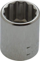 Blackhawk by Proto - 1/4" Drive, Standard Hand Socket - 12 Points, 7/8" OAL, Chrome Finish - USA Tool & Supply