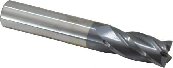 SGS - 9/16", 1-1/8" LOC, 9/16" Shank Diam, 3-1/2" OAL, 4 Flute, Solid Carbide Square End Mill - Single End, AlTiN Finish, Spiral Flute, 30° Helix, Centercutting, Right Hand Cut, Right Hand Flute, Series 1 - USA Tool & Supply