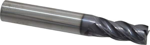 SGS - 11/32", 13/16" LOC, 3/8" Shank Diam, 2-1/2" OAL, 4 Flute, Solid Carbide Square End Mill - Single End, AlTiN Finish, Spiral Flute, Variable° Helix, Right Hand Cut, Right Hand Flute, Series Z1 - USA Tool & Supply