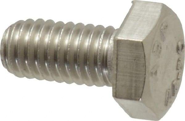 Value Collection - M6x1.00mm Metric Coarse, 12mm Length Under Head Hex Head Cap Screw - Fully Threaded, Grade 316 Stainless Steel, Uncoated, 10mm Hex - USA Tool & Supply