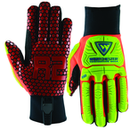 Synthetic Leather Double Palm Reinforced Red Silicone Palm Gloves Large - USA Tool & Supply