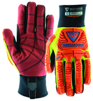 Synthetic Leather Double Palm Reinforced Red PVC Palm Gloves Large - USA Tool & Supply