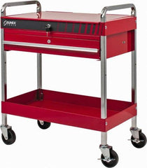 Sunex Tools - 350 Lb Capacity, 16" Wide x 30" Long x 35-1/4" High Service Cart - 1 Drawer, 2 Shelf, Steel - USA Tool & Supply