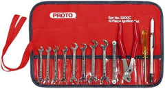 Proto - 12 Piece, 13/64" to 11/32", Ignition Wrench Set - Inch Measurement Standard, Chrome Finish, Comes in Roll Up Pouch - USA Tool & Supply