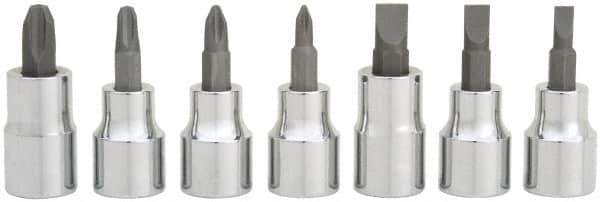 Blackhawk by Proto - 7 Piece, 3/8" Drive Screwdriver Bit Socket Set - #2 to #4 Phillips - USA Tool & Supply