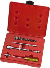 Proto - 15 Piece 1/4" Drive Full Polish Finish Socket Set - 6 Points, 3/16" to 9/16" Range, Inch Measurement Standard - USA Tool & Supply