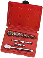 Proto - 12 Piece 3/8" Drive Full Polish Finish Socket Set - 12 Points, 1/4" to 3/4" Range, Inch Measurement Standard - USA Tool & Supply