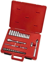 Proto - 29 Piece 3/8" Drive Full Polish Finish Deep Well Socket Set - 6 Points, 8mm to 19mm Range, Metric Measurement Standard - USA Tool & Supply