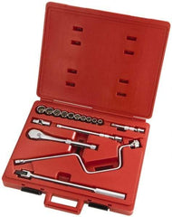 Proto - 16 Piece 1/2" Drive Full Polish Finish Socket Set - 12 Points, 7/16" to 1" Range, Inch Measurement Standard - USA Tool & Supply