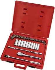 Proto - 31 Piece 1/2" Drive Full Polish Finish Deep Well Socket Set - 12 Points, 10mm to 26mm Range, Metric Measurement Standard - USA Tool & Supply