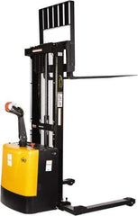 Vestil - 2,000 Lb Capacity, 62" Lift Height, Battery Powered Stacker - 2-1/4" Lowered Height, 42" Fork Length, 58" Overall Width - USA Tool & Supply