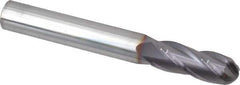 Niagara Cutter - 3/8" Diam, 1" LOC, 4 Flute Solid Carbide Ball End Mill - TiAlN Finish, Single End, 3" OAL, 3/8" Shank Diam, Spiral Flute - USA Tool & Supply