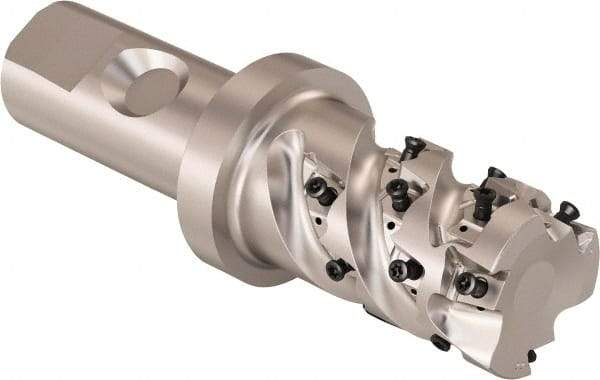Seco - 32mm Cutting Diam, 25mm Shank Diam, 8mm Max Depth of Cut, Straight Shank Indexable Copy End Mill - 3 Inserts, LOEX Insert, R217.94 Toolholder - USA Tool & Supply