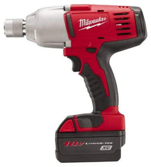 Milwaukee Tool - 7/16" Drive 18 Volt Pistol Grip Cordless Impact Wrench & Ratchet - 0 to 1,900 RPM, 0 to 2,200 BPM, 350 Ft/Lb Torque, 2 Lithium-Ion Batteries Included - USA Tool & Supply