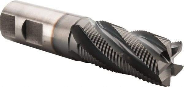 Hertel - 1" Diam, Fine Pitch, 2" LOC, 5 Flute Cobalt Roughing Square End Mill - TiCN Finish, 4-1/2" OAL, 1" Shank Diam, Single End, Centercutting, 30° Helix - USA Tool & Supply