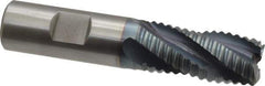 Hertel - 3/4" Diam, Coarse Pitch, 1-5/8" LOC, 4 Flute Cobalt Roughing Square End Mill - TiCN Finish, 3-3/4" OAL, 3/4" Shank Diam, Single End, 30° Helix - USA Tool & Supply
