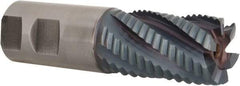 Hertel - 1-1/4" Diam, Coarse Pitch, 2" LOC, 6 Flute Cobalt Roughing Square End Mill - TiCN Finish, 4-1/2" OAL, 1-1/4" Shank Diam, Single End, 30° Helix - USA Tool & Supply