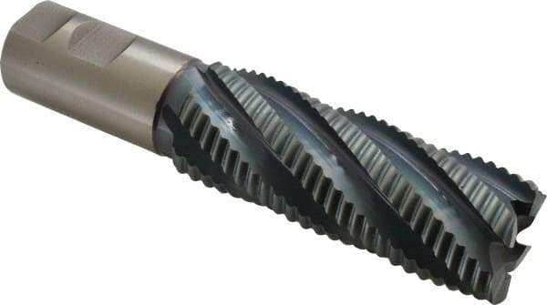 Hertel - 1-1/2" Diam, Coarse Pitch, 4" LOC, 6 Flute Cobalt Roughing Square End Mill - TiCN Finish, 6-1/2" OAL, 1-1/4" Shank Diam, Single End, 30° Helix - USA Tool & Supply