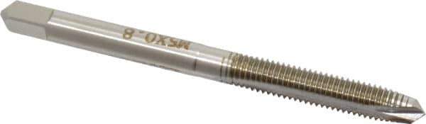 Hertel - M5x0.80 Metric Coarse, 2 Flute, High Speed Steel Spiral Point Tap - Plug Chamfer, Right Hand Thread, 2-3/8" OAL, 6H Class of Fit - Exact Industrial Supply