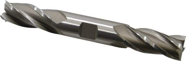 Hertel - 3/4", 1-5/8" LOC, 3/4" Shank Diam, 5-5/8" OAL, 4 Flute, Cobalt Square End Mill - Double End, Uncoated, Spiral Flute, 30° Helix, Centercutting, Right Hand Cut, Right Hand Flute - USA Tool & Supply