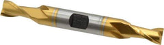 Hertel - 5/16", 9/16" LOC, 3/8" Shank Diam, 3-1/8" OAL, 2 Flute, Cobalt Square End Mill - Double End, TiN Finish, Spiral Flute, 30° Helix, Centercutting, Right Hand Cut, Right Hand Flute - USA Tool & Supply