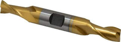 Hertel - 13/32", 13/16" LOC, 1/2" Shank Diam, 3-3/4" OAL, 2 Flute, Cobalt Square End Mill - Double End, TiN Finish, Spiral Flute, 30° Helix, Centercutting, Right Hand Cut, Right Hand Flute - USA Tool & Supply