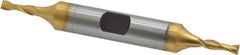 Hertel - 1/8", 3/8" LOC, 3/8" Shank Diam, 3-1/16" OAL, 2 Flute, Cobalt Square End Mill - Double End, TiN Finish, Spiral Flute, 30° Helix, Centercutting, Right Hand Cut, Right Hand Flute - USA Tool & Supply