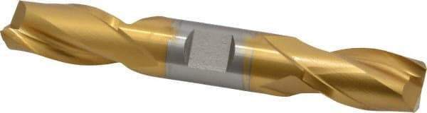 Hertel - 3/4", 1-5/16" LOC, 3/4" Shank Diam, 5" OAL, 2 Flute, Cobalt Square End Mill - Double End, TiN Finish, Spiral Flute, 30° Helix, Centercutting, Right Hand Cut, Right Hand Flute - USA Tool & Supply