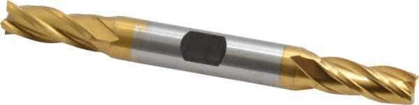 Hertel - 5/16", 3/4" LOC, 3/8" Shank Diam, 3-1/2" OAL, 4 Flute, Cobalt Square End Mill - Double End, TiN Finish, Spiral Flute, 30° Helix, Centercutting, Right Hand Cut, Right Hand Flute - USA Tool & Supply