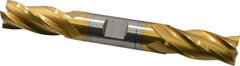 Hertel - 5/8", 1-3/8" LOC, 5/8" Shank Diam, 5" OAL, 4 Flute, Cobalt Square End Mill - Double End, TiN Finish, Spiral Flute, 30° Helix, Centercutting, Right Hand Cut, Right Hand Flute - USA Tool & Supply