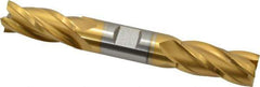 Hertel - 3/4", 1-5/8" LOC, 3/4" Shank Diam, 5-5/8" OAL, 4 Flute, Cobalt Square End Mill - Double End, TiN Finish, Spiral Flute, 30° Helix, Centercutting, Right Hand Cut, Right Hand Flute - USA Tool & Supply