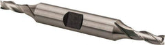 Hertel - 3/16", 1/2" LOC, 3/8" Shank Diam, 3-1/4" OAL, 3 Flute, High Speed Steel Square End Mill - Double End, Uncoated, Spiral Flute, 30° Helix, Centercutting, Right Hand Cut, Right Hand Flute - USA Tool & Supply