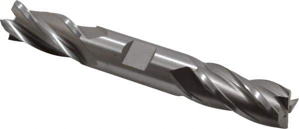 Hertel - 3/4", 1-5/8" LOC, 3/4" Shank Diam, 5-5/8" OAL, 4 Flute, High Speed Steel Square End Mill - Double End, Uncoated, Spiral Flute, 30° Helix, Centercutting, Right Hand Cut, Right Hand Flute - USA Tool & Supply