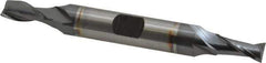 Hertel - 1/4", 1/2" LOC, 3/8" Shank Diam, 3-1/8" OAL, 2 Flute, Cobalt Square End Mill - Double End, TiCN Finish, Spiral Flute, 30° Helix, Centercutting, Right Hand Cut, Right Hand Flute - USA Tool & Supply