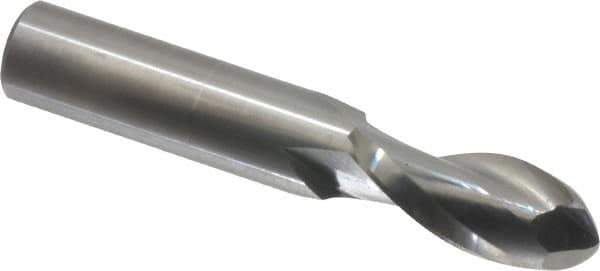 Onsrud - 1/2" Cutting Diam x 1-1/8" Length of Cut, 2 Flute, Upcut Spiral Router Bit - Uncoated, Right Hand Cut, Solid Carbide, 3" OAL x 1/2" Shank Diam, Ball End Taper, 30° Helix Angle - USA Tool & Supply