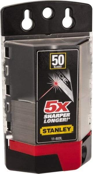 Stanley - 50 Piece Carbide-Tipped Utility Knife Blade - 61mm OAL, 0.022" Blade Thickness - USA Tool & Supply