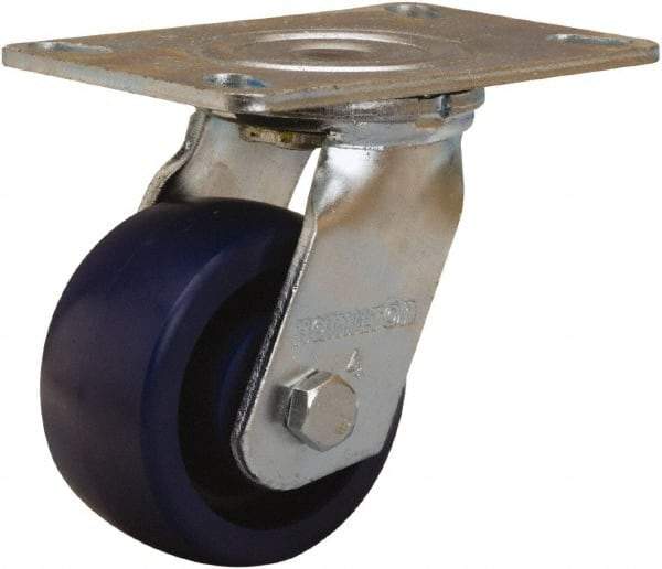 Hamilton - 4" Diam x 2" Wide x 5-5/8" OAH Top Plate Mount Swivel Caster - Polyurethane, 750 Lb Capacity, Sealed Precision Ball Bearing, 4-1/2 x 6-1/4" Plate - USA Tool & Supply
