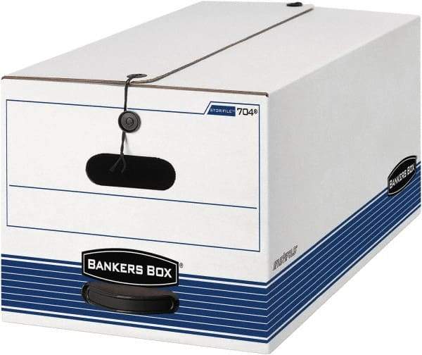 BANKERS BOX - 1 Compartment, 12 Inch Wide x 24 Inch Deep x 10 Inch High, File Storage Box - 1 Ply Side, 2 Ply Bottom, 2 Ply End, White and Blue - USA Tool & Supply