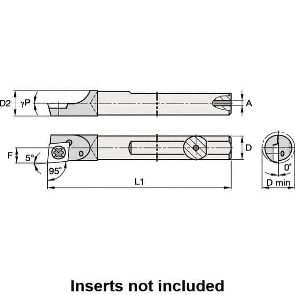Kennametal - 6.91mm Min Bore Diam, 150mm OAL, 6mm Shank Diam, E-SCLD Indexable Boring Bar - CD.. S4T002 Insert, Screw Holding Method - USA Tool & Supply