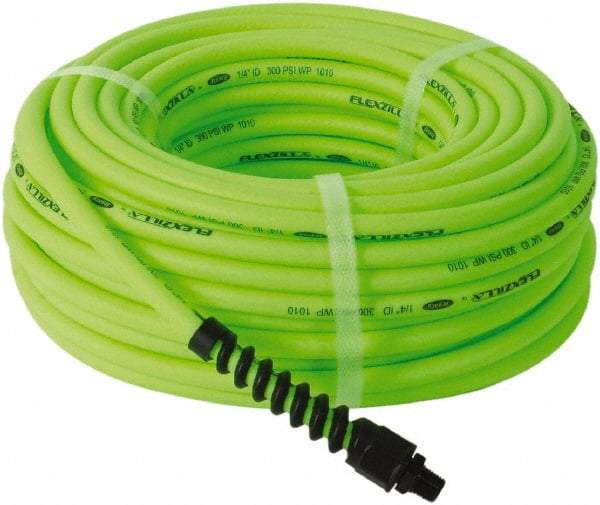 Legacy - 1/4" ID x 0.46" OD 100' Long Multipurpose Air Hose - MNPT x MNPT Ends, 300 Working psi, 150°, 1/4" Fitting, Green - USA Tool & Supply