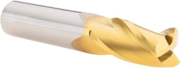 SGS - 5/8", 1-1/4" LOC, 5/8" Shank Diam, 3-1/2" OAL, 3 Flute, Solid Carbide Square End Mill - Single End, TiN Finish, Spiral Flute, 30° Helix, Centercutting, Right Hand Cut, Right Hand Flute, Series 5 - USA Tool & Supply