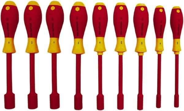Wiha - 9 Piece 3/16 to 5/8" Insulated Nutdriver Set - Cushion Grip Handle - USA Tool & Supply