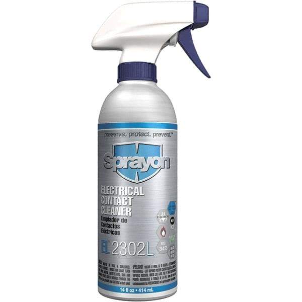 Sprayon - 14 Ounce Aerosol Contact Cleaner - 9°F Flash Point, 0 Volt Dielectric Strength, Flammable, Food Grade, Plastic Safe - USA Tool & Supply