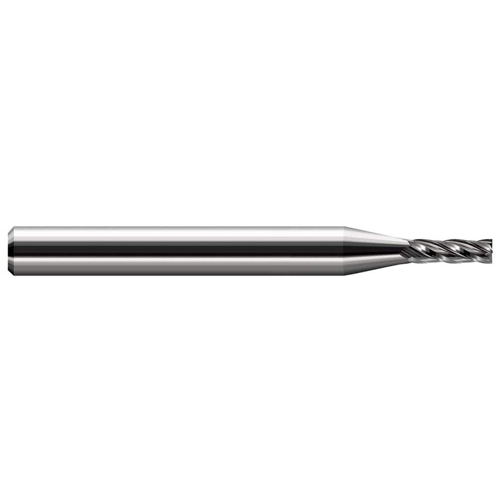 Square End Mill: 0.004'' Dia, 0.012'' LOC, 1/8'' Shank Dia, 1-1/2'' OAL, 2 Flutes, Solid Carbide Single End, Uncoated, 30 ° Helix, Centercutting, RH Cut, RH Flute