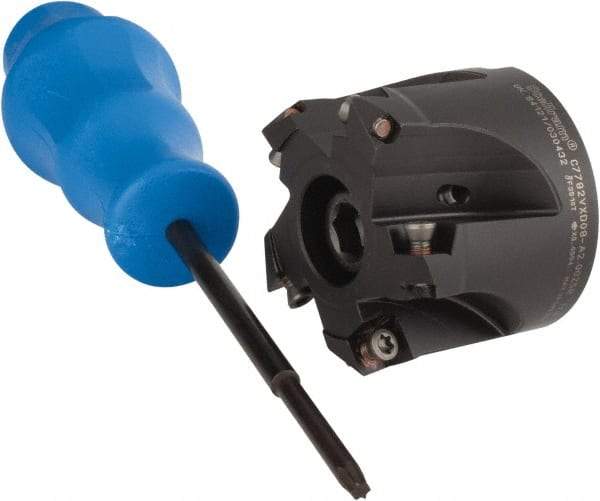 Kennametal - 2" Cut Diam, 0.059" Max Depth, 3/4" Arbor Hole, 5 Inserts, XD 09 Insert Style, Indexable Copy Face Mill - C7792VXD09-A2.00Z05R Cutter Style, 1.574" High, Through Coolant, Series 7792 - USA Tool & Supply