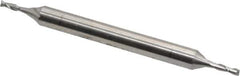 Cleveland - 1/16", 3/16" LOC, 3/16" Shank Diam, 2-1/4" OAL, 2 Flute, High Speed Steel Square End Mill - Double End, Uncoated, Spiral Flute, 30° Helix, Centercutting, Right Hand Cut, Right Hand Flute, Series HMD-2 - USA Tool & Supply